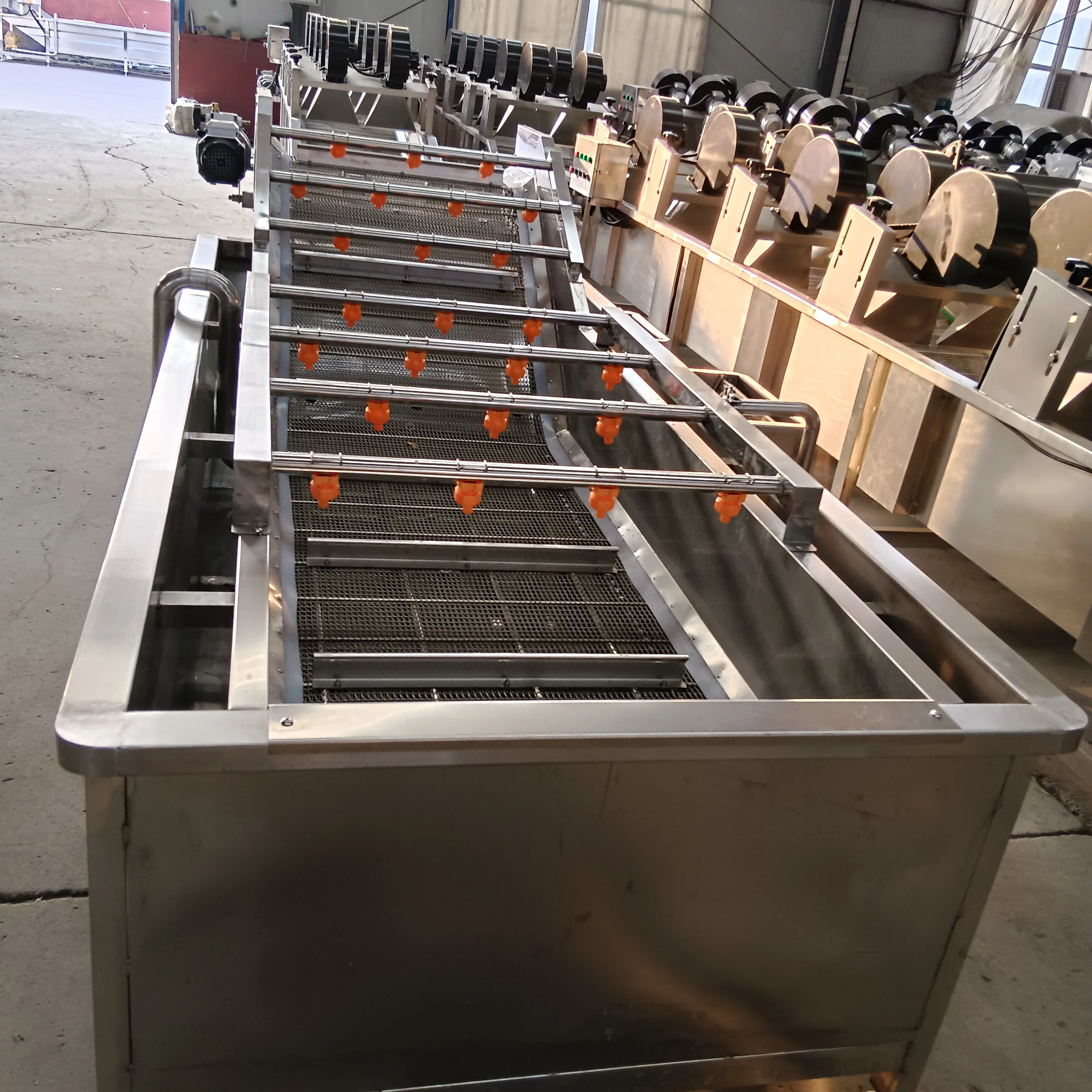 Stainless steel design fruit onion carrot vegetable bubble washing and drying cleaning machine line