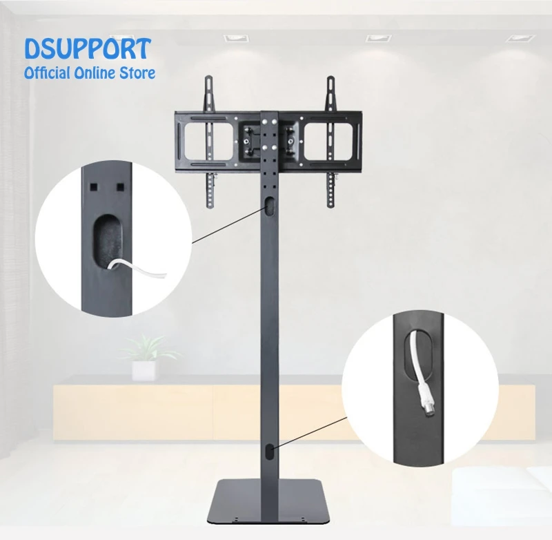 32-80 inch LCD LED Plasma Monitor TV Mount Floor Stand Tilt Swivel AD Display Wire Management Height Ajustable