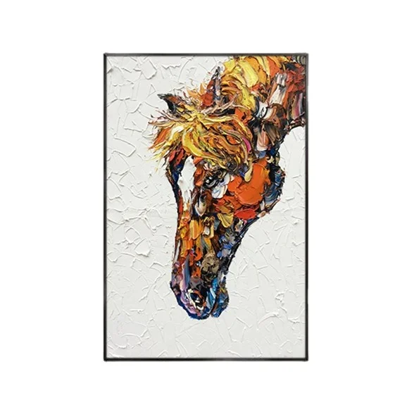Animal oil painting horse living room decoration painting three-dimensional corridor hanging graffiti hand-painted large