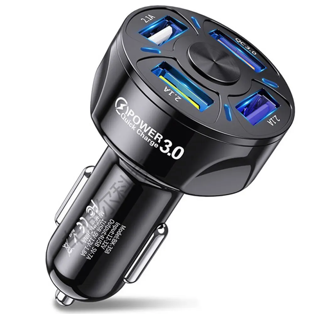 2022 Trending products New Arrival QC3.0  Electric Charging Power 4USB  Car Charger