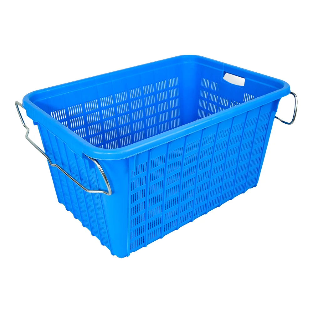 Steel Handle Mesh Plastic Basket Stackable Vegetable Farm Transportation Nestable Large Plastic Crate