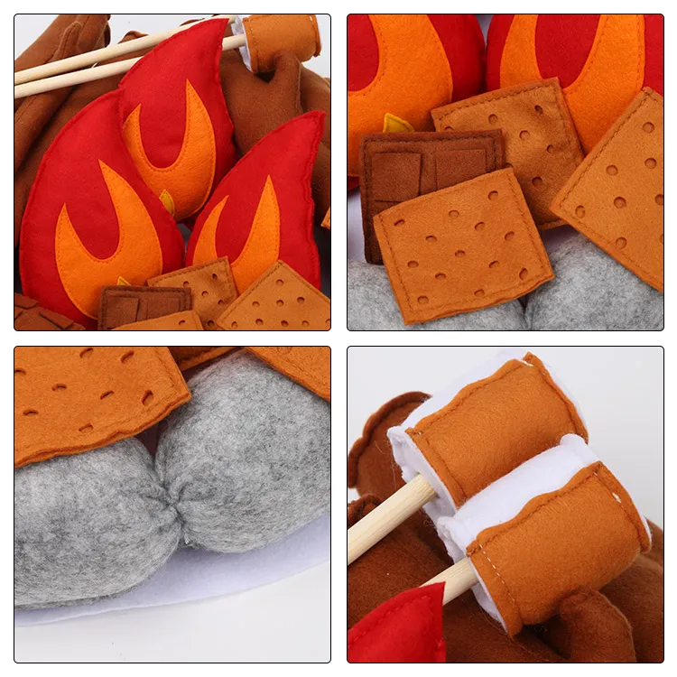 funny boy girls pretend campfire playing toy interesting kids camping set felt toy