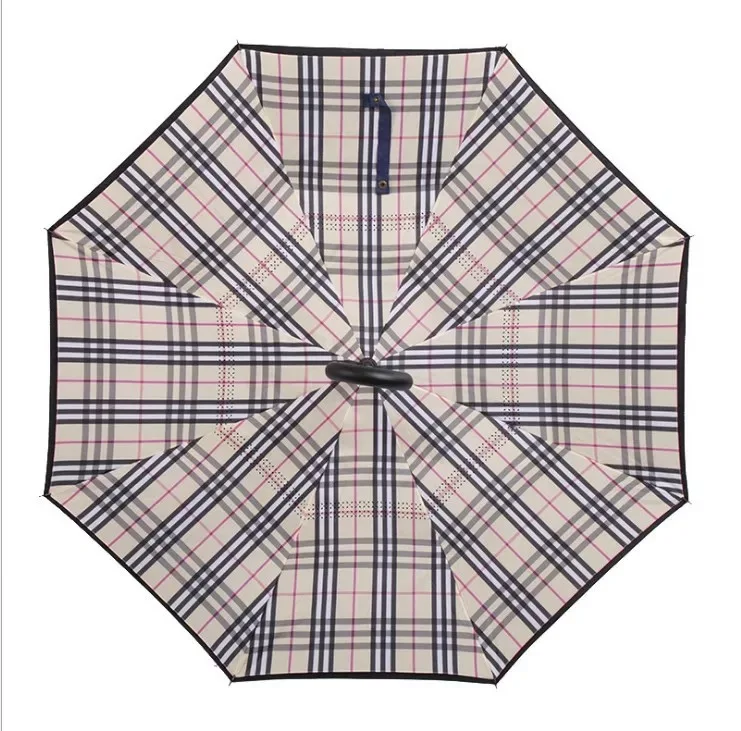 Wholesale custom  reverse invert umbrella double layer for keep out wind and rain