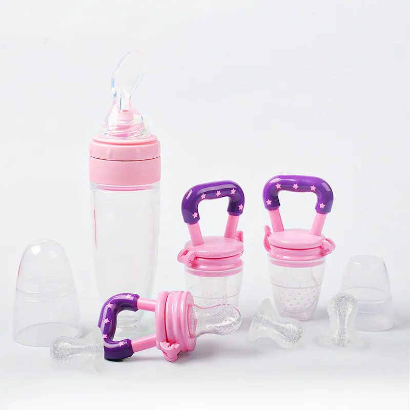 BPA free baby fruit feeder pacifier infant fruit teething toy silicone squeeze food dispensing rice Paste Bottle Feeder