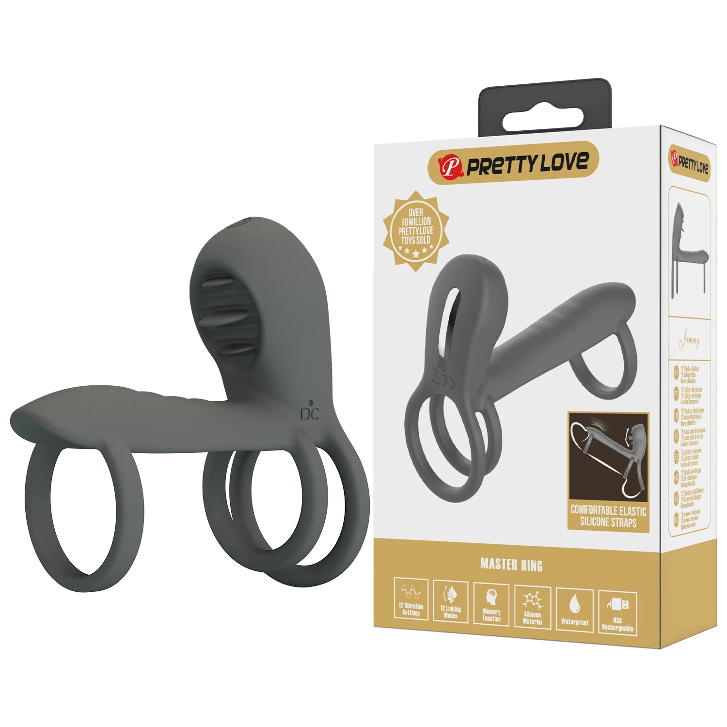 Pretty love Male Penis Ring G Spot Clitoris Vibrator Men Sleeve Vibrating Cock Ring with Rose Clitoral Stimulator