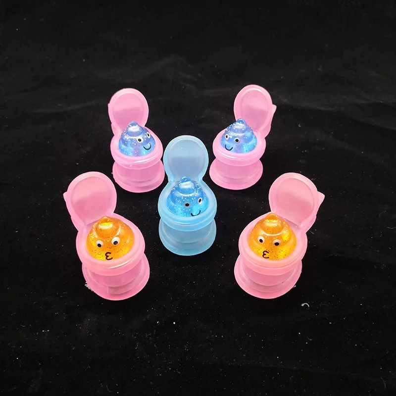 Novelty New Arrival Gashapon Novelty Mini Plastic Stress Relieve PVC Soft Toy Pop Out Toys Squeeze Toilet With Glitter