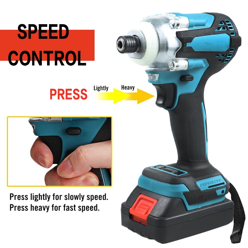 NEWONE Brushless Electric Screwdriver Cordless Brushless Power Tool Rechargeable Drill Driver LED Light for Makita 18V Battery