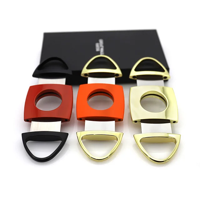 double blade stainless steel custom cigar cutter with box black and gold cigar cutter luxury set