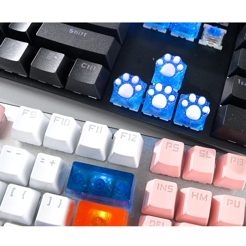 1pcs Manual Mechanical Gaming Keyboard Mold Computer PC Gamer Pet Paw keycaps Silicone Molds Dried Flower Resin Craftsor resin
