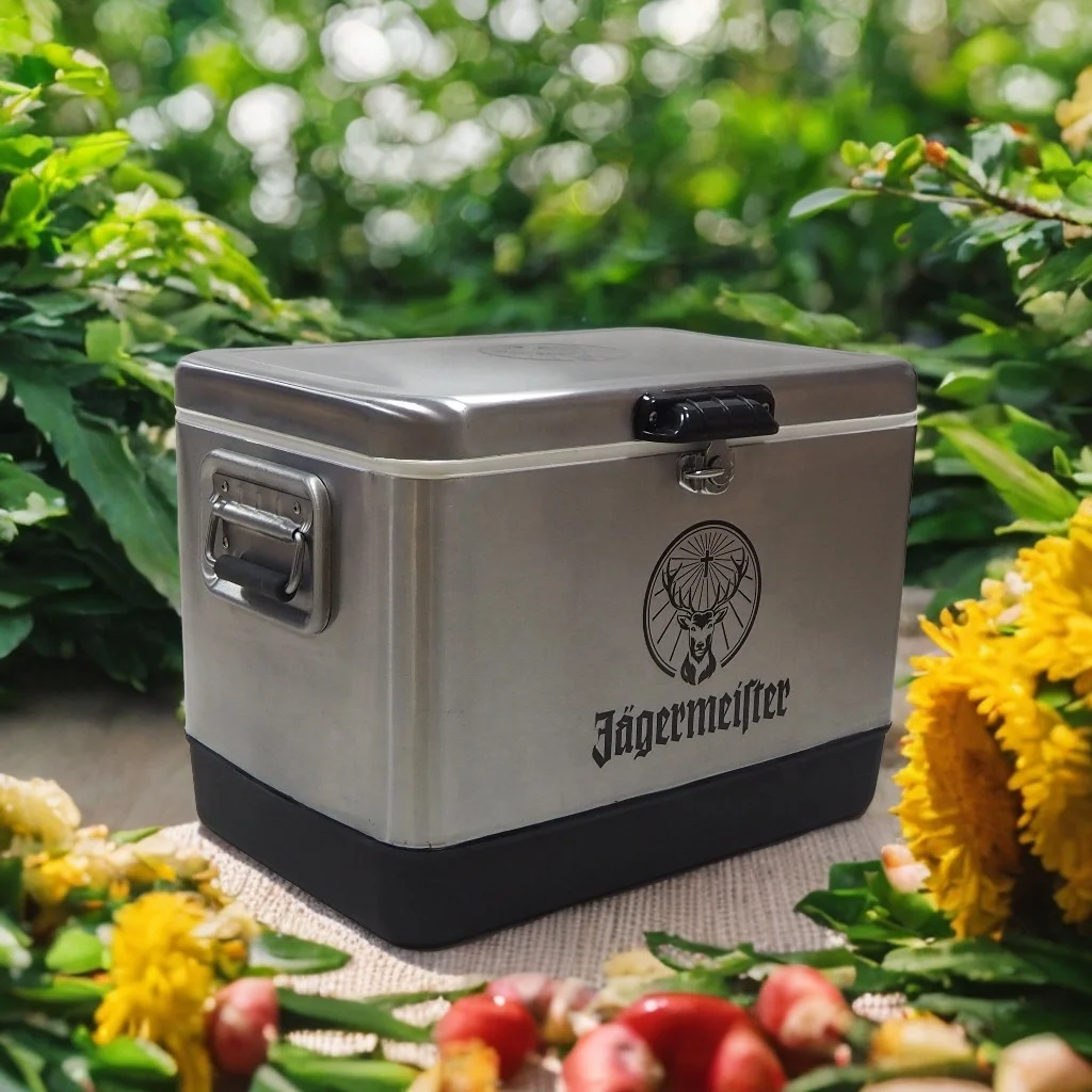 54QT Metal Cooler Box Retro camping ice cooler holiday box