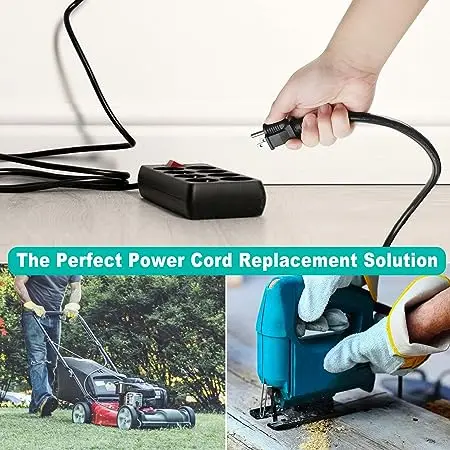 6FT 12 AWG 3 Prong Replacement Power Cord 20 Amp 12 Gauge 3 Conductor Wire Extension Cable with Pigtail Open Wiring End