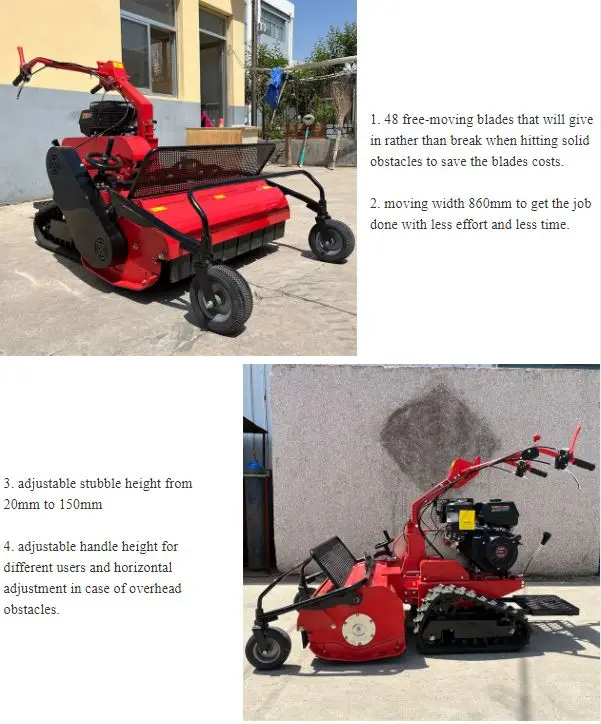 China Making Gasoline Engine flail Lawn Mower for Garden Hand Push flail Lawn Mower Cutting Width 860mm