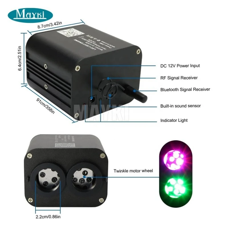 Super mini 20w Meteor Dual Port RGBW Twinkle LED Fiber Optic Starlight headliner kit