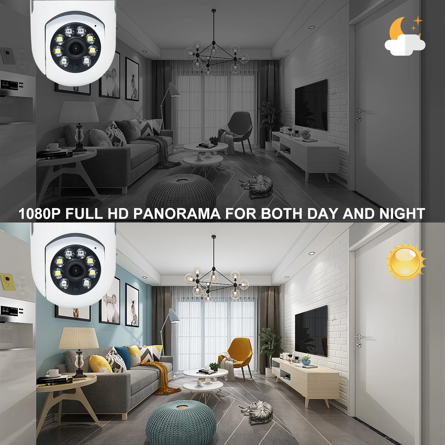 HD Bulb Camera Surveillance WIFI CCTV Wifi Camera Mini Plus Bulb Camera PTZ Waterproof Digital Zoom Easy Installation