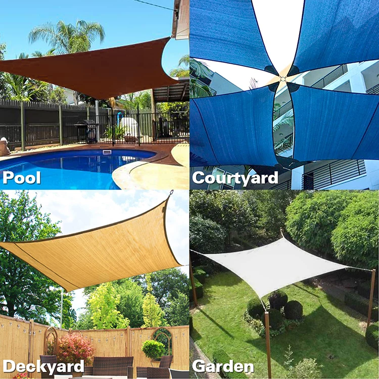 Beige Color Virgin Polyethylene Hdpe Garden Rectangle Sun Uv Shadow Shading Shades Shade Sail