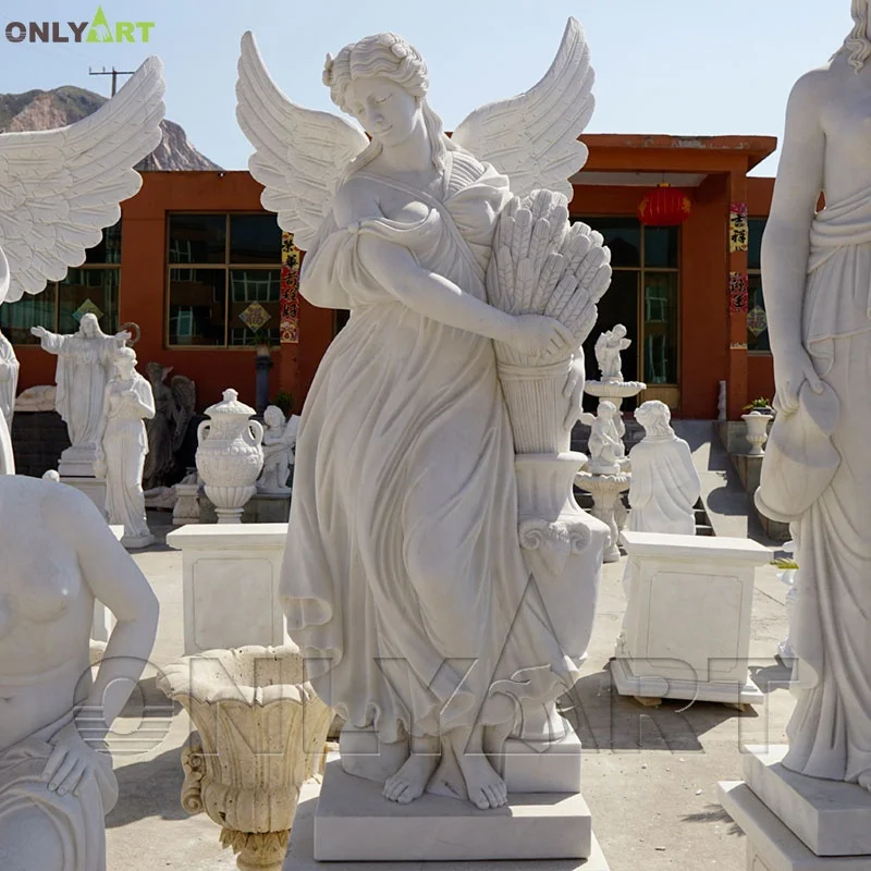 Outdoor Garden Decoration White Marble Four Seasons Angel Statue Goddess Sculpture