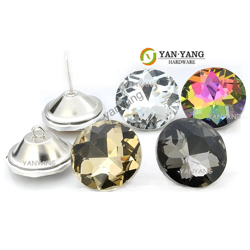 Yanyang customized 25mm decorative sofa glass button nail base 20mm furniture bed acrylic crystal button