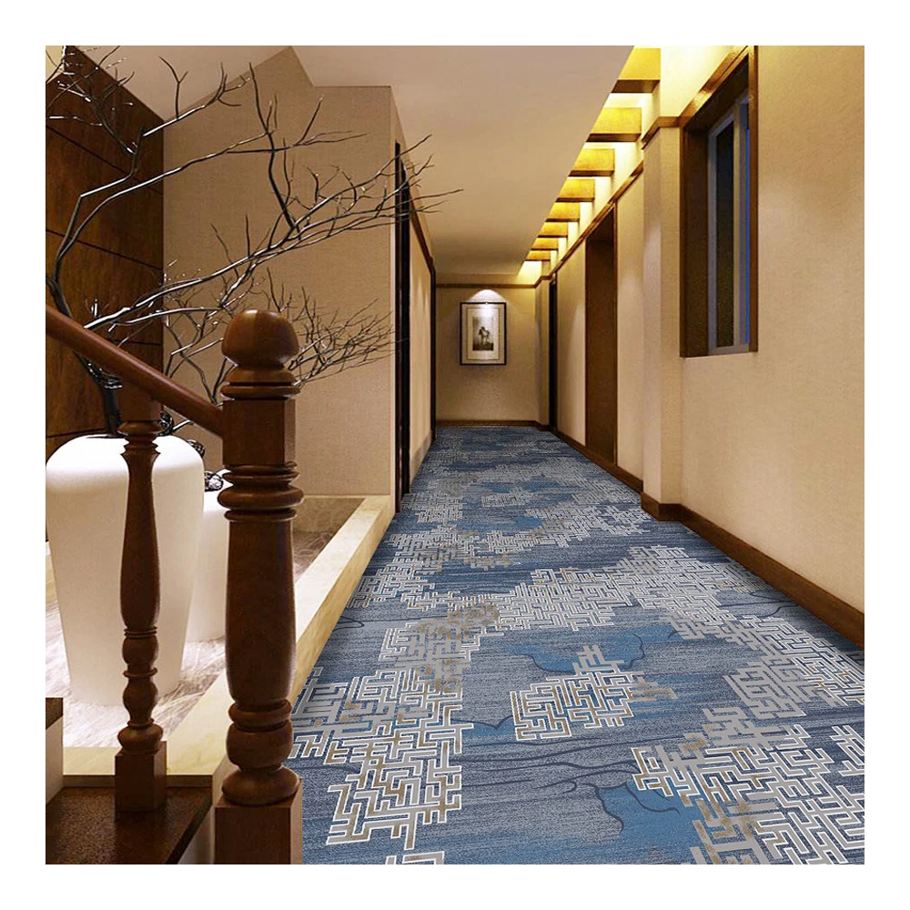 Manufacture Customized Modern Nylon Printed Anti-Slip Carpet Roll Wholesale Teppich Passage Floor Carpet For Hotel Corridor