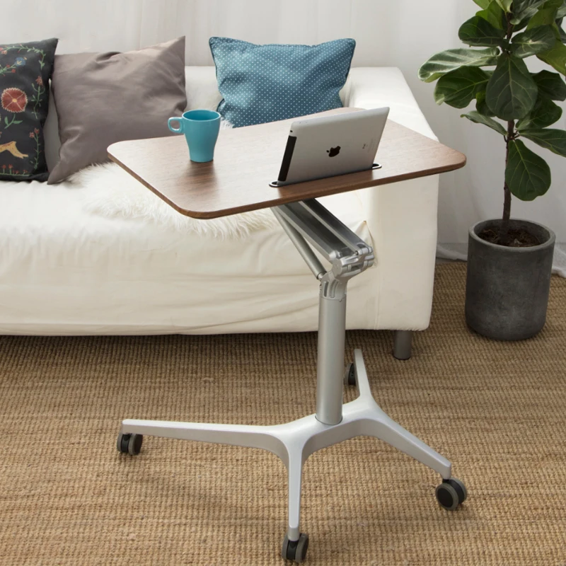 
Single Leg Pneumatic Sit to Stand Desk Height Adjustable Workstation Desk with Movable Base 