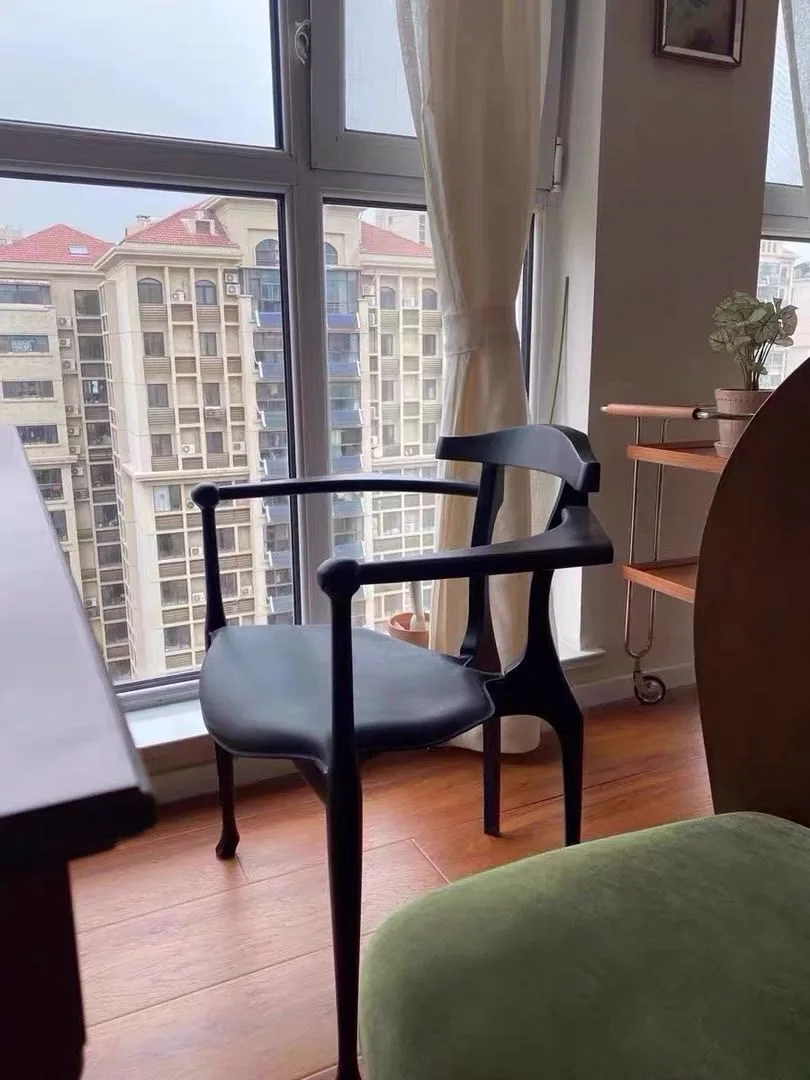 plywood solid walnut wooden arm hotel black  chair