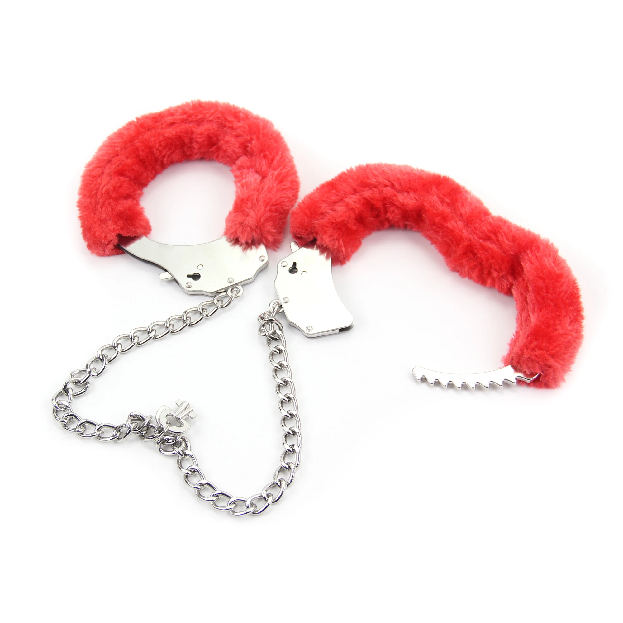 SM Furry Plush Stainless Steel Metal Handcuff Leg Ankle cuff Bracelet Cosplay Erotic toy