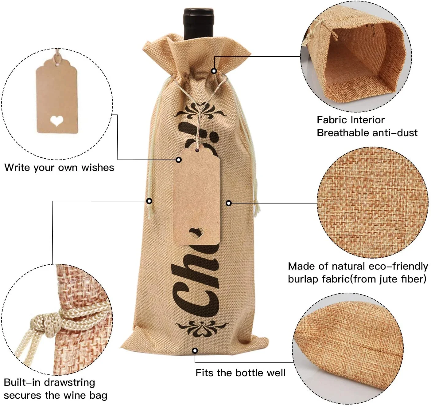 Warehouse jute gunny shopping tote wine bags bangladesh bamboo handle use coffee packing