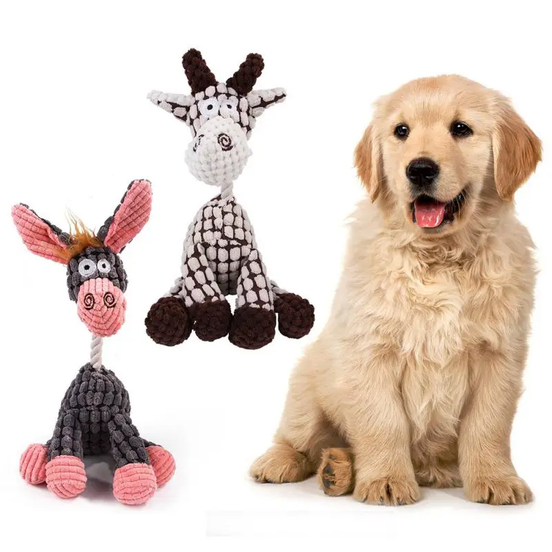 Plush Donkey Pets Hund Pet Cane Dog Chew Squeaky Toys Dogs Accessories Products Supplies Juguete Accesorios Para Perro Mascota