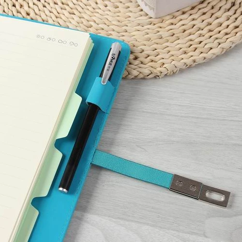 Deluxe A5 thermo PU hard cover custom spiral ringbinder journal notepad notebook with lock