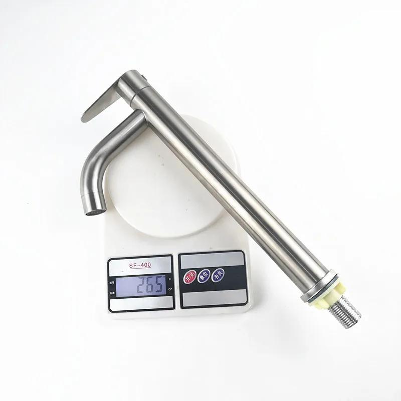 304 stainless steel single cold high basin faucet 304 single water heightening copper core washbasin faucet bathroom