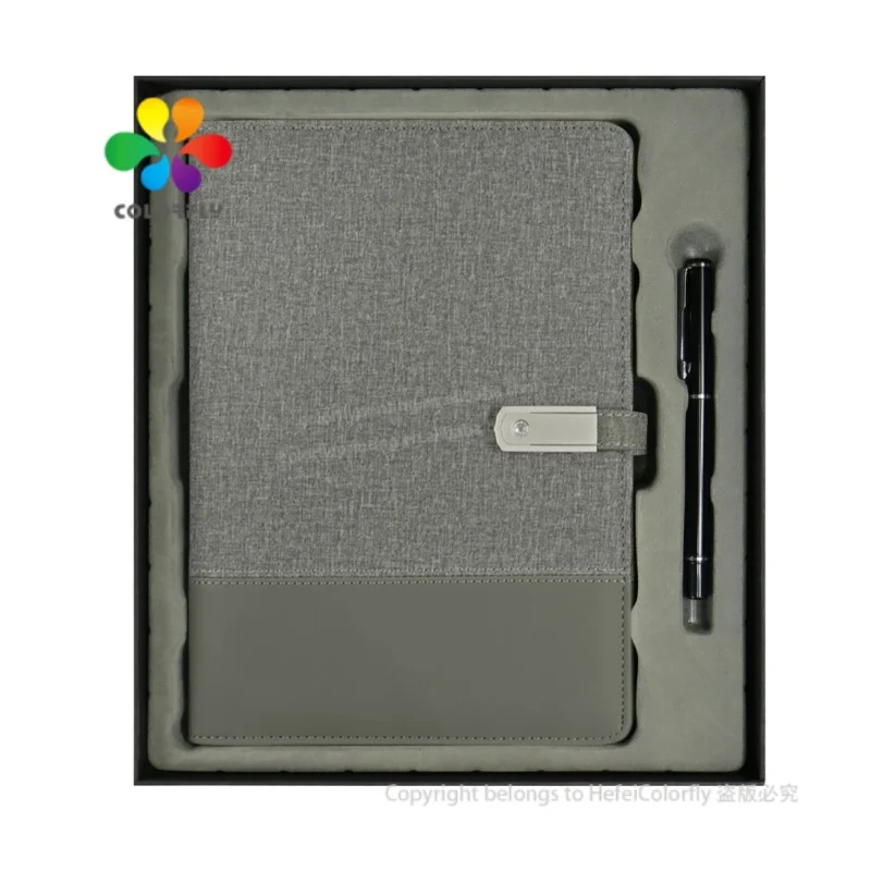 High Quality Power Bank Notebook Custom Inner Paper Diary Planner Notebook with power bank and usb flash drive