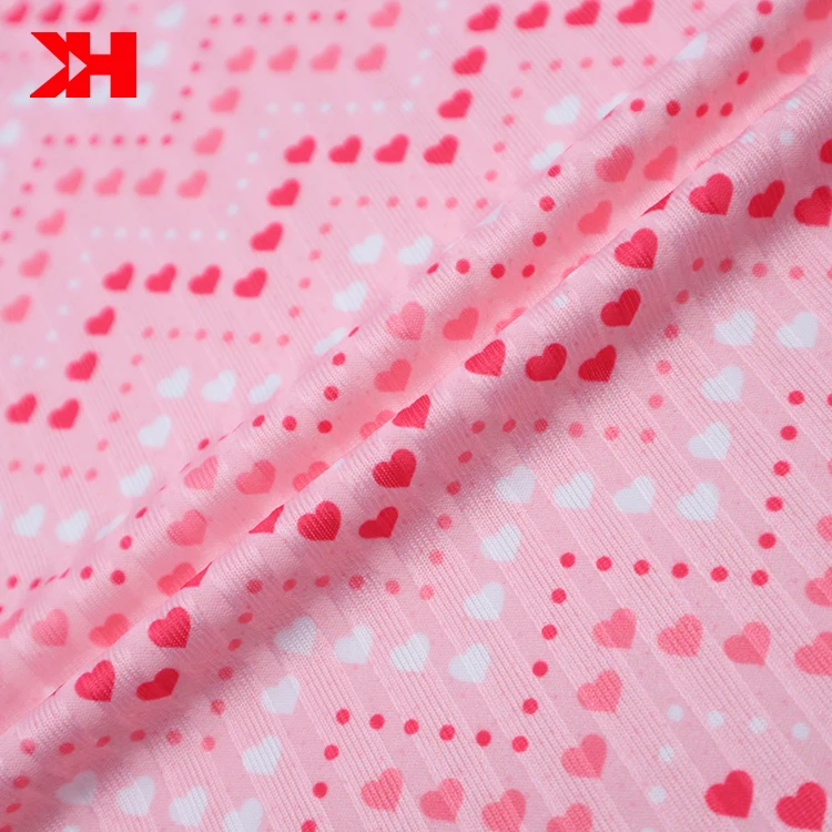 High quality custom digital printed rib fabric polyester rib knit fabric on bolt