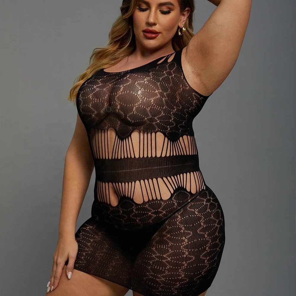 VAQUA Factory supply Hot sale FAT women Mini dress QUEENSIZE  plus size bodystocking lingerie