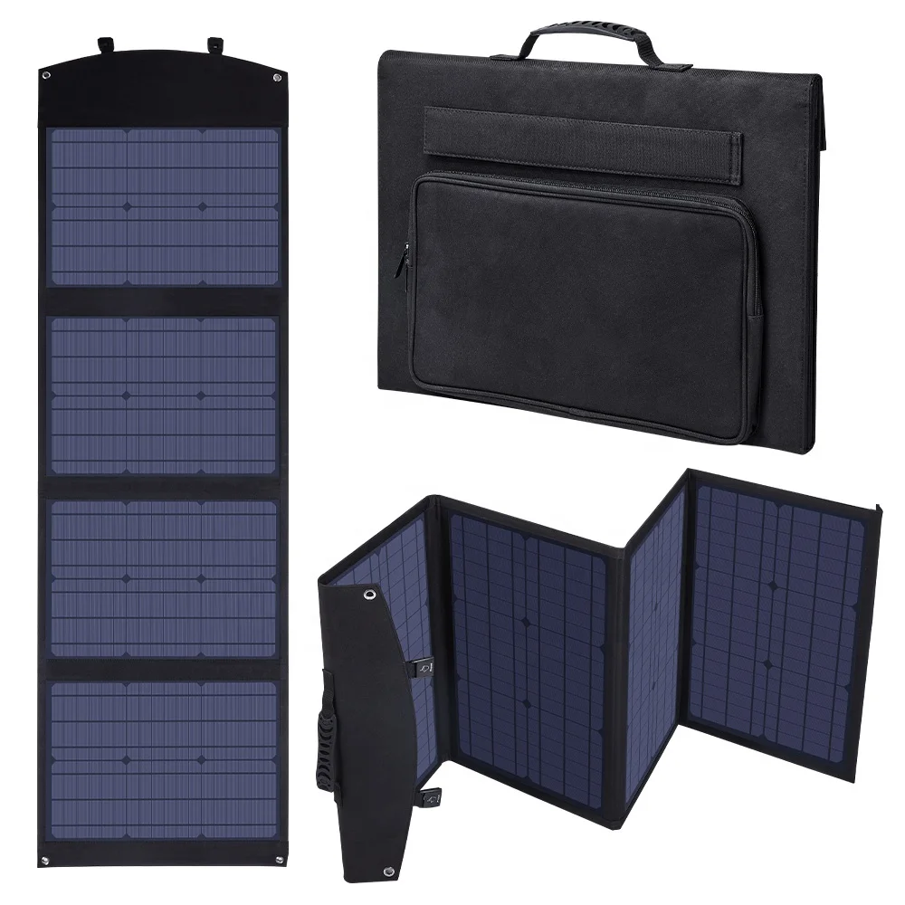Portable 60w 80w 100w Solar Folding Bags for Laptop Charger Foldable Solar Panel for Camping Outdoor