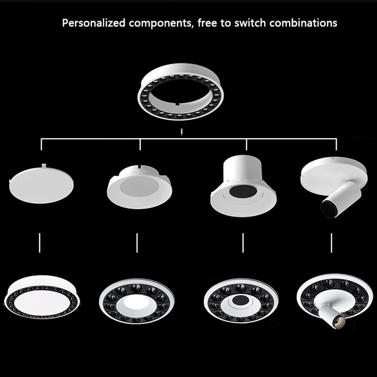 Modern circular recessed spotlight indoor hotel project led downlight round grille light