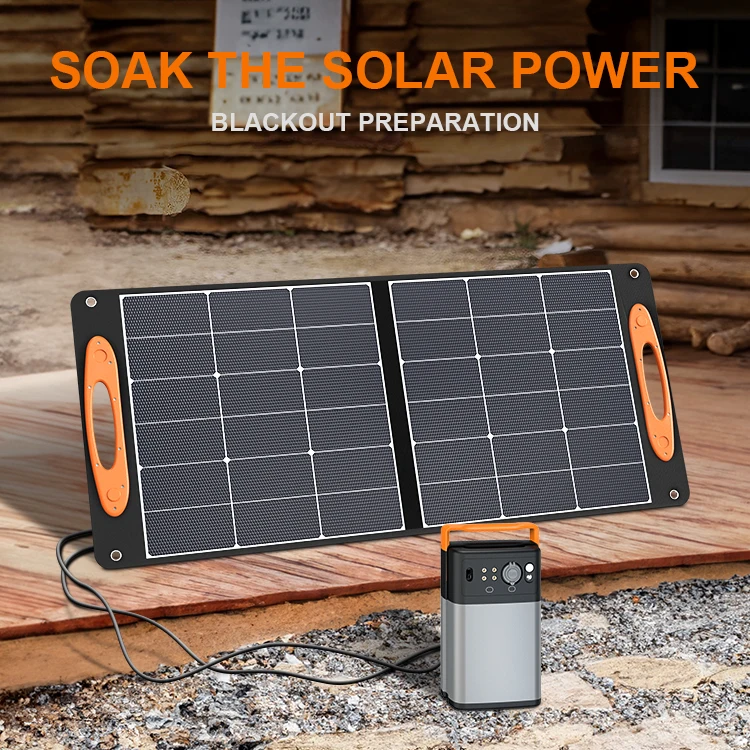 New design ETFE mono black portable solar panel 100W foldable solar panel portable folding solar panel kit with power bank