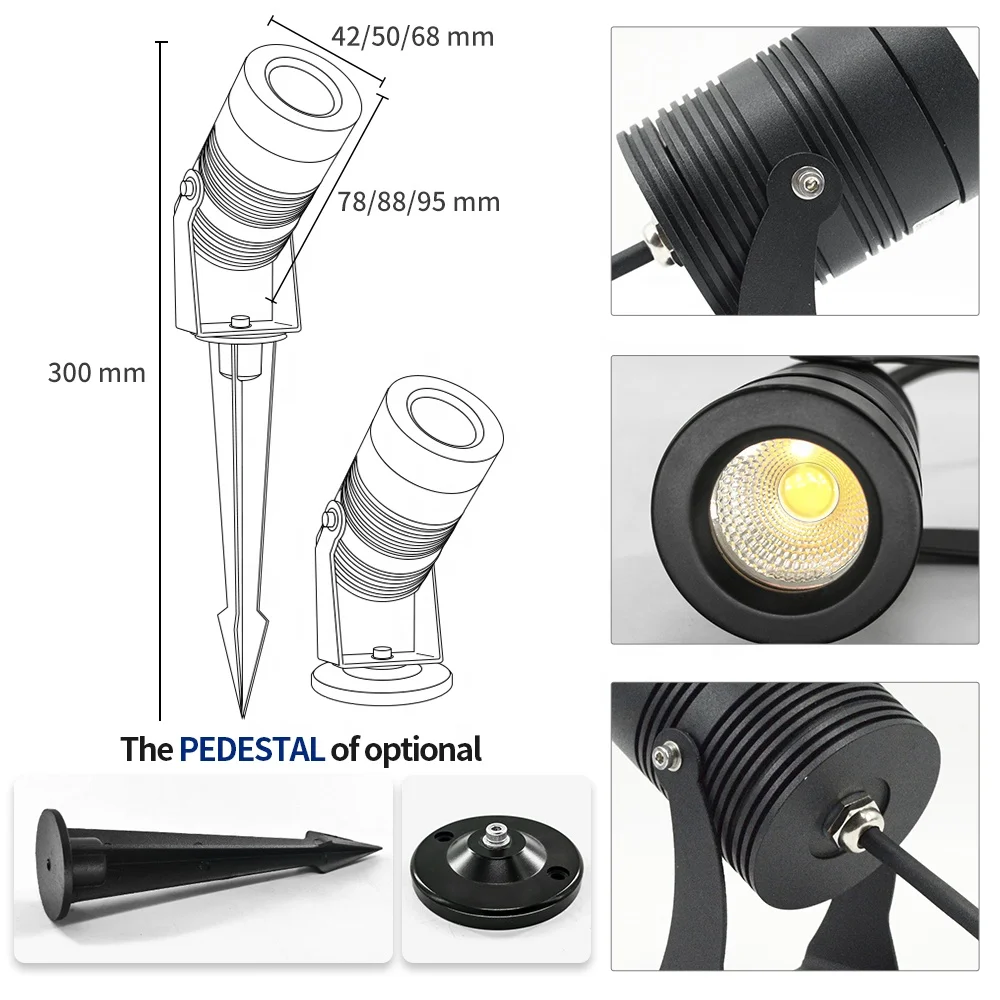 3w 5w 7w 10w 18w out door lights garden spot light aluminum waterproof ip65 lawn lamp 12v garden led spike light