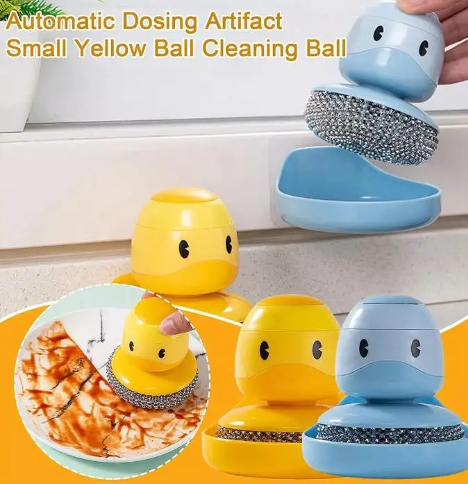Wholesale cartoon pot brush, detachable wall mounted, liquid added dishwashing brush, household cleaning products