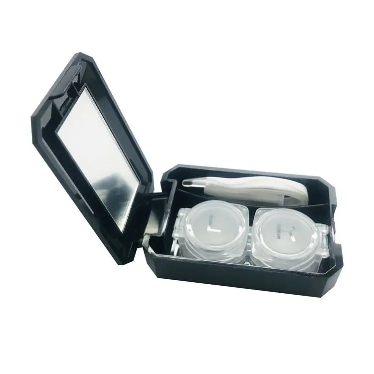 
2020 Multi color contact square lenses case popular custom contact lens box case Plastic Mini macaroon with mirror carrying 