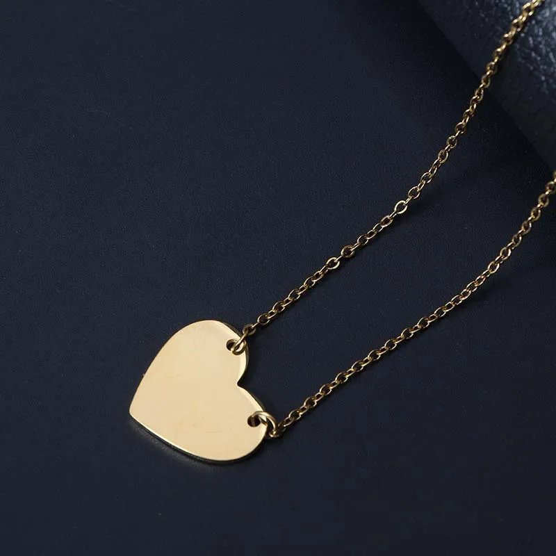 New Arrival Custom Blank Stainless Steel Dainty Gift Heart Pendant Necklace for Women
