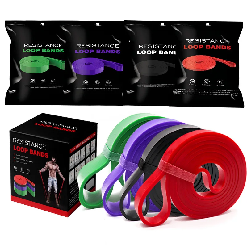 Various Color 100% Natural Latex Yoga Elastic Stretch Custom Resistance Bands Exercise Band
