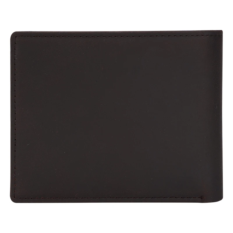 Hot Selling Engrave Custom Logo Black RFID Blocking With 2 ID Window In Stock Wallet for Men Crazy Horse Leather Bifold Wallet
