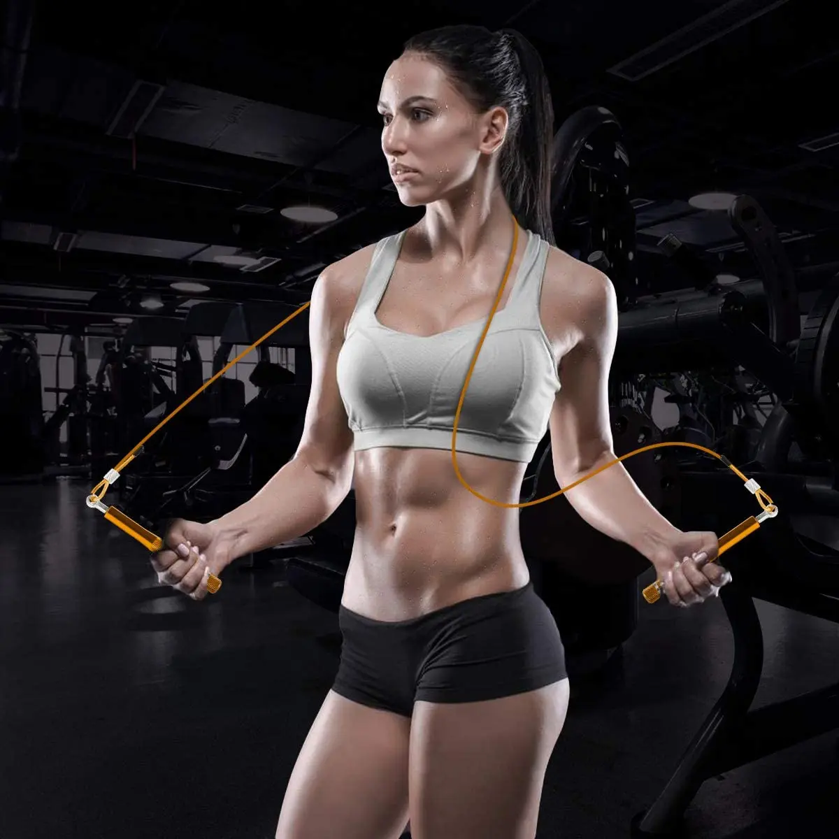 Factory supplier gym tangle free steel wire skipping rope