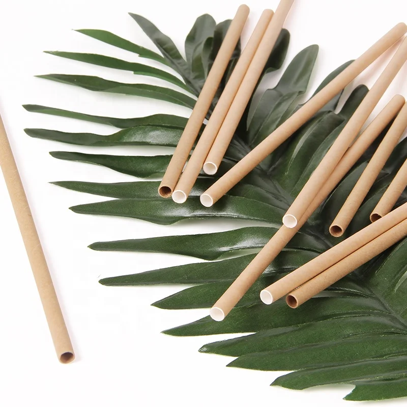 Custom printed Logo 100pcs Biodegradable Compostable Natural Eco Friendly Pack drinking reed straw in whole box