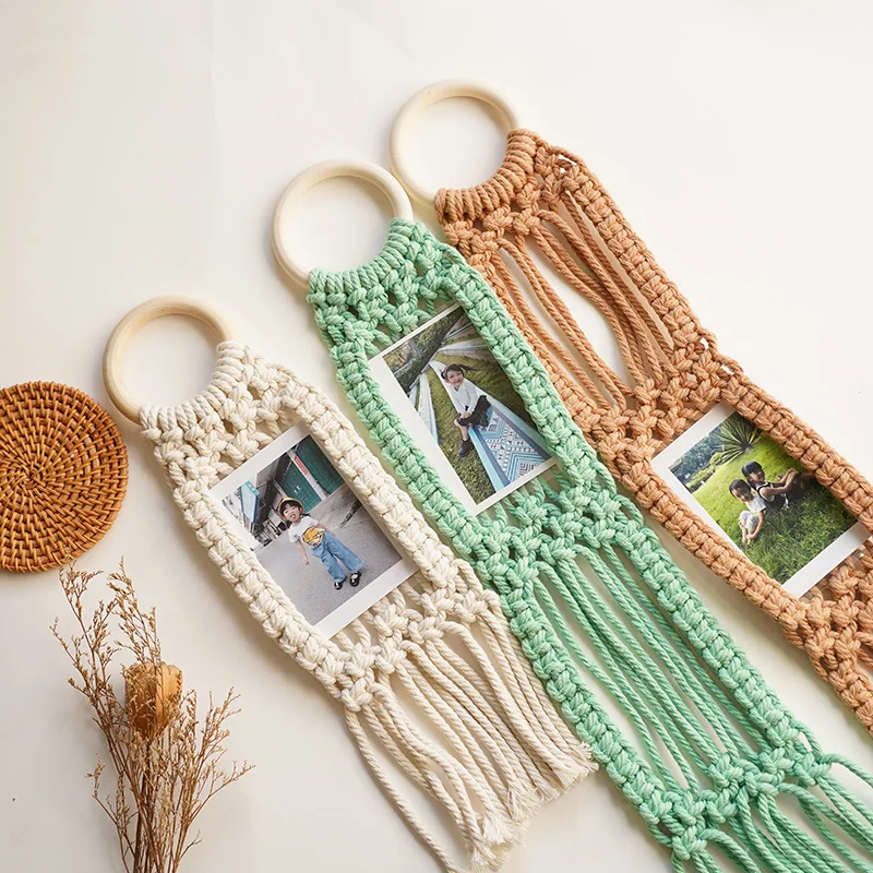 Boho Handmade Gift Polaroid Holder Macrame Photo Display Hanger Picture Frame Wall Hanging