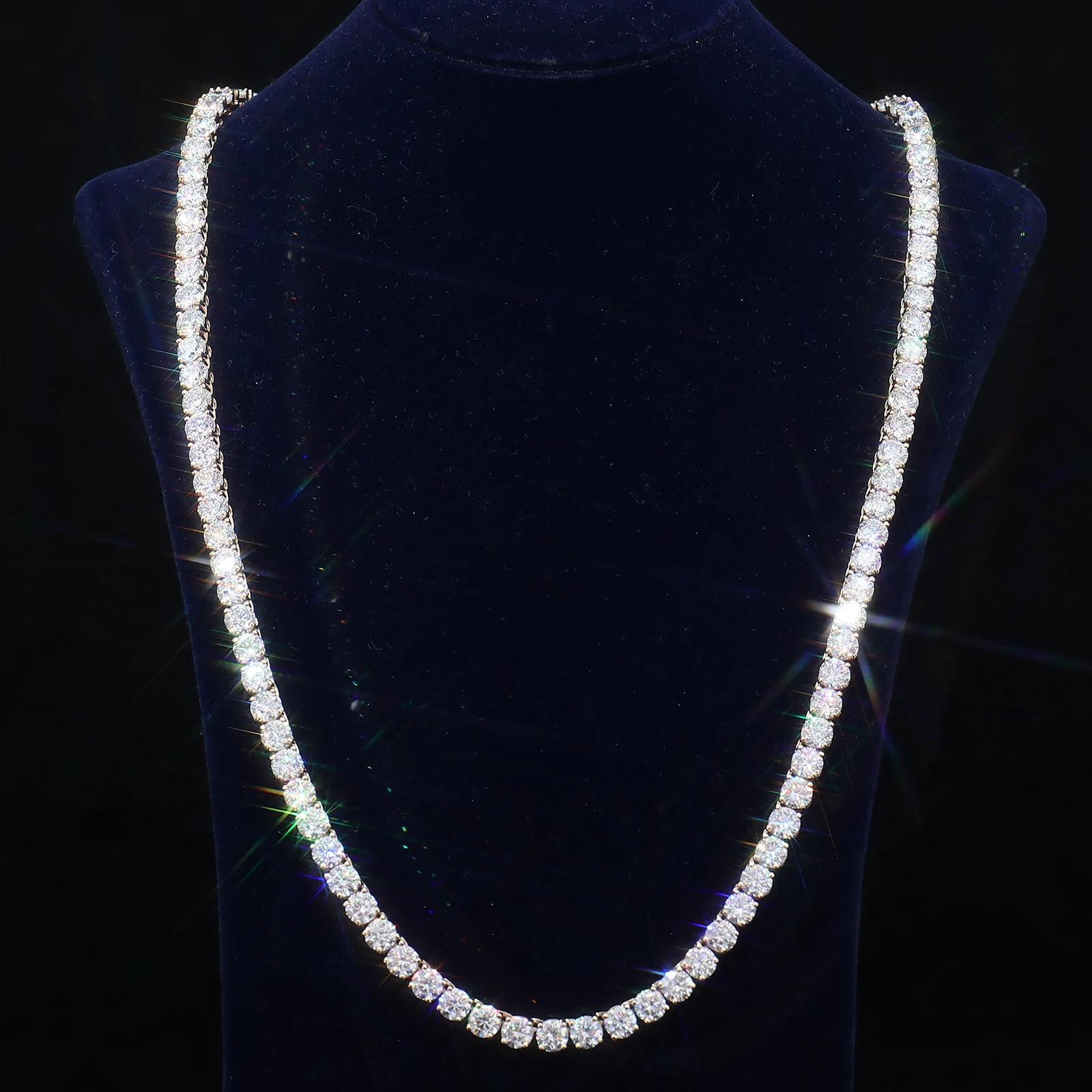 Wholesale 4mm lab grown diamond tennis necklace with real 10K 14K 18K gold chain pass diamond tester fine jewelry quality