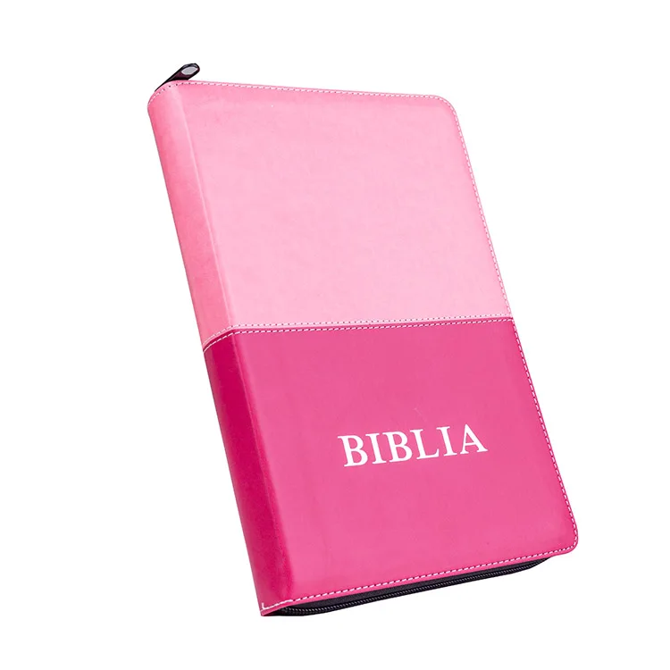 Printing House Factory Wholesale Price Custom Book Premium Faux Top Grain Leather English Spanish Holy Bible