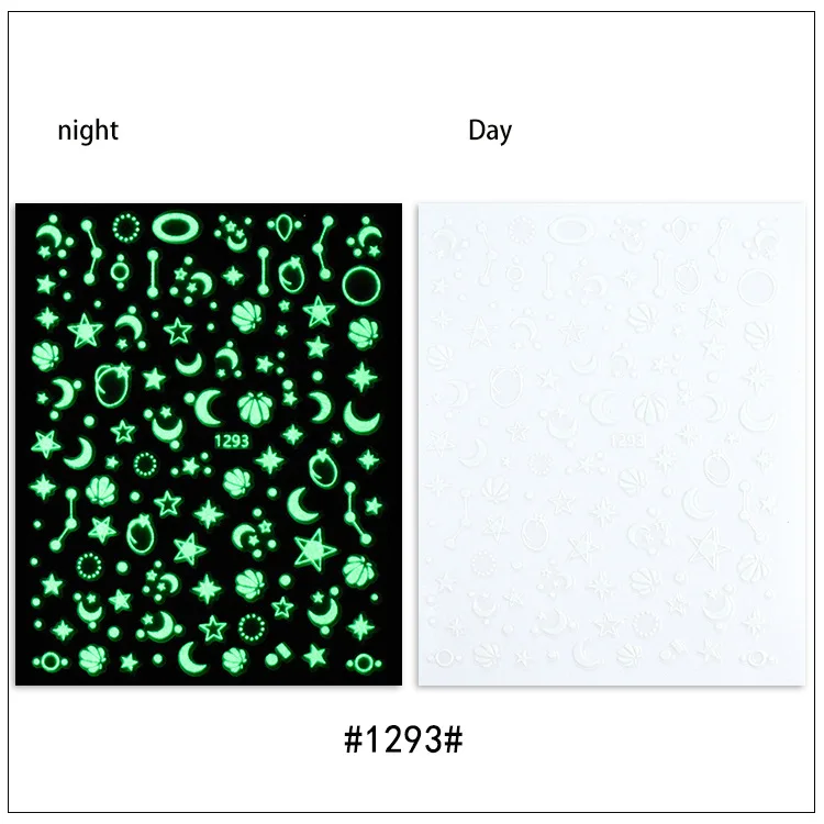 joyful 1287-1298 Cross border nail butterfly sticker 3D Decal waterproof net red same luminous star moon nail sticker star