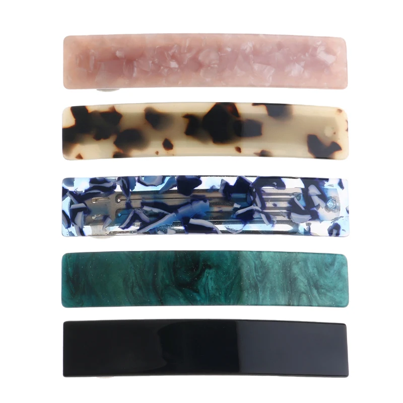 MiDairy Classic Women Hair Barrettes multiple colors Simple Rectangle Acetate Hair Clip Versatile headwear