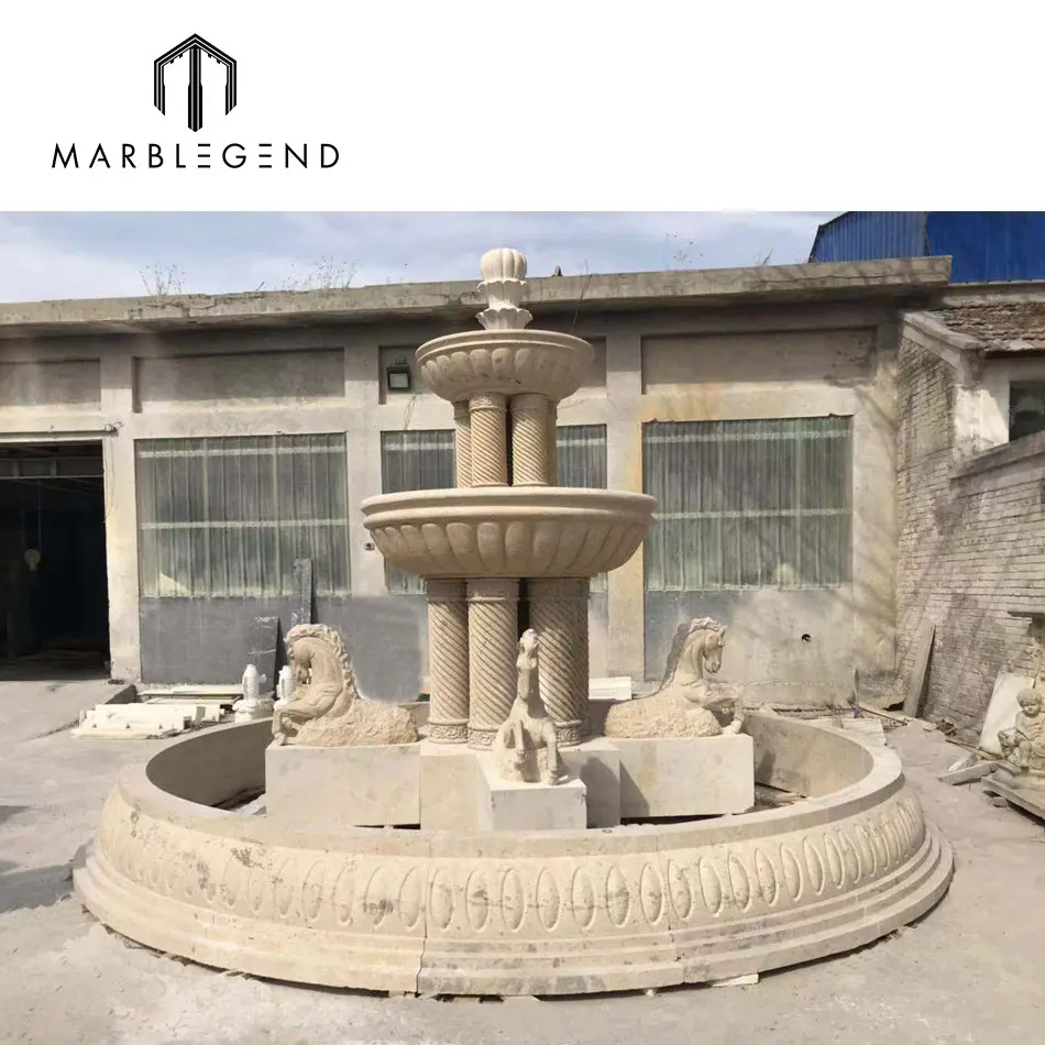 Китайская Фабрика PFM, уличные статуи лошадей, мраморный фонтан для виллы, проектный дизайн