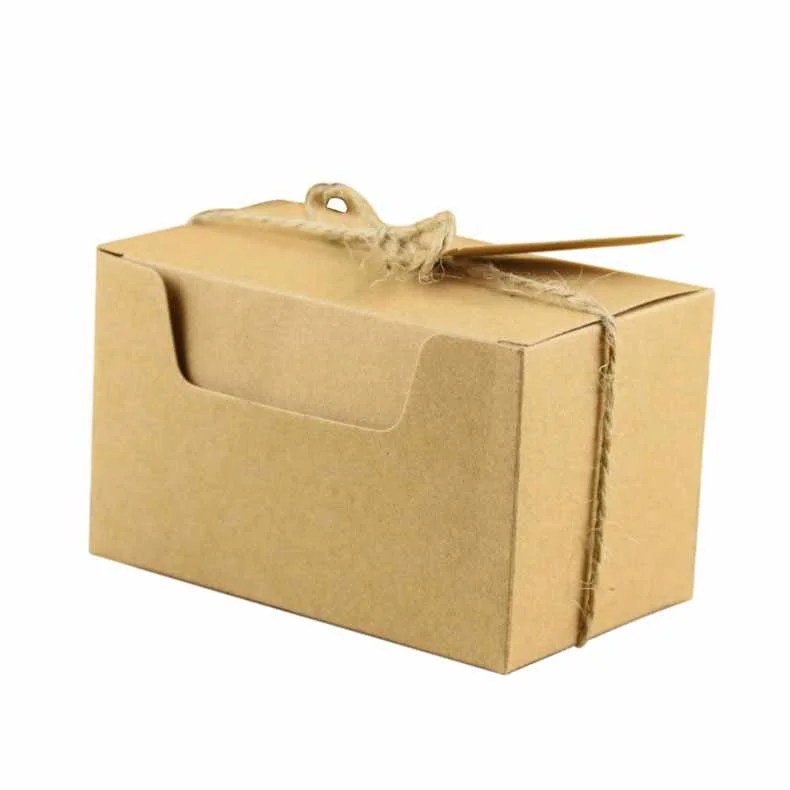 Kraft Gift Boxes Brown Boxes Gifts Paper Box with Tags Hemp Rope for Wedding Party Present Wrapping Favour Candy